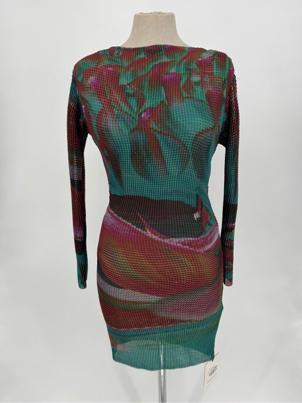 Arthur NWT Waffle Pleated Mini Dress 4 Waratah Teal Red - Picture 4 of 12